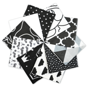 Tkaniny patchwork czarno-białe – bawełna wzorzysta i zestawy do szycia